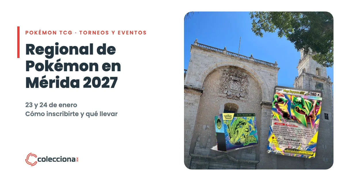 Regional de Pokémon en Mérida 2027: Catedral de Mérida con producto de Pokémon TCG