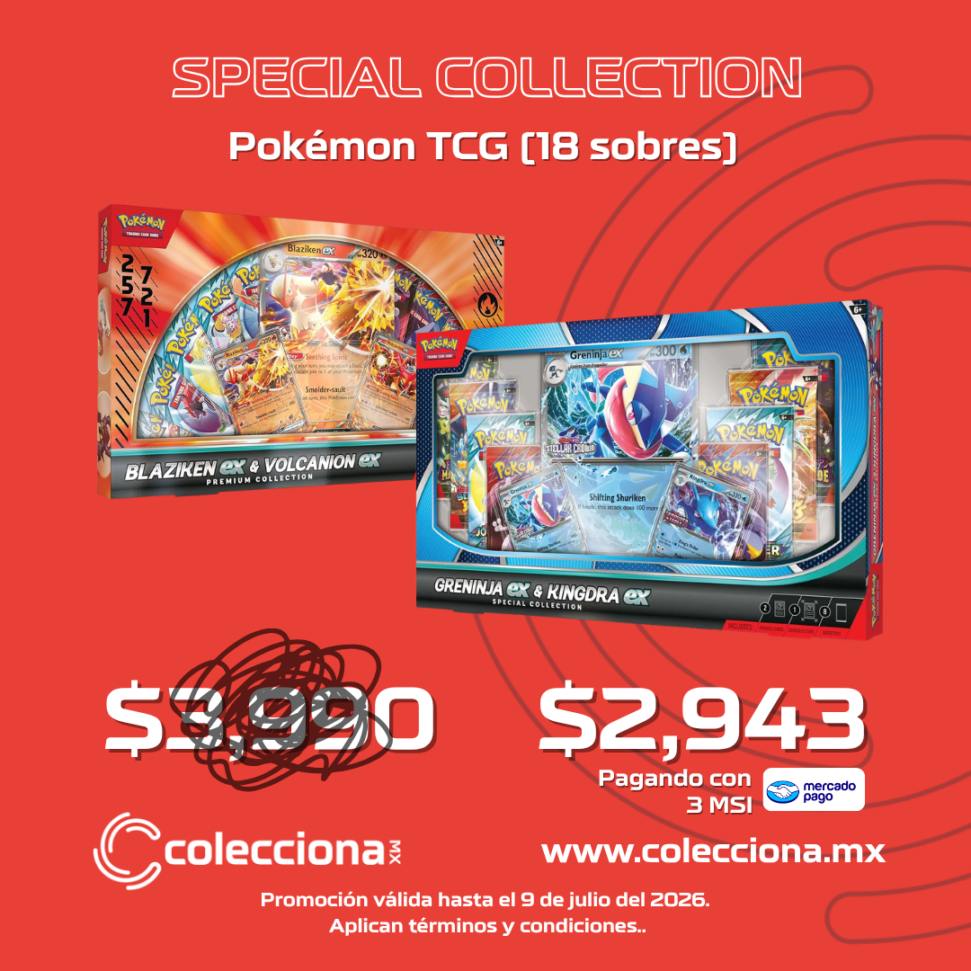 COMBO Pokémon TCG: Special Collection EX (18 sobres) - Blaziken ex Volcanion ex Greninja ex Kingdra ex