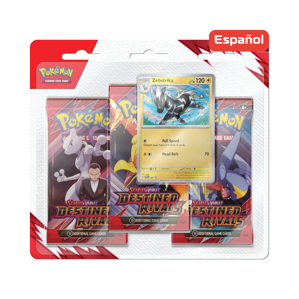 Pokémon TCG - Destined Rivals - 3-Booster Blister - Zebstrika - Español