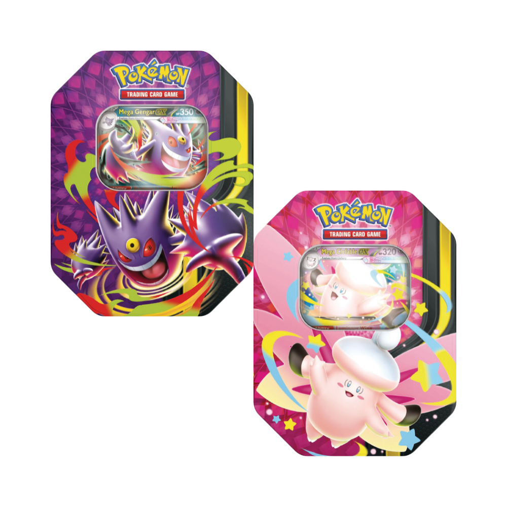COMBO Pokémon TCG - Mega Moonlit - Mega Gengar & Clefable - Tin - Inglés