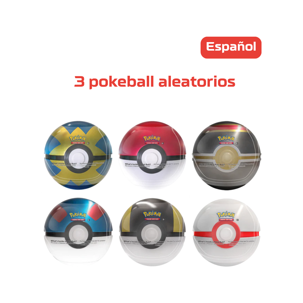 3x Pokémon TCG - Best of 2021 - Pokeball Tin - Reprint - Español (aleatorio)