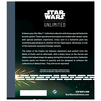 (APARTADO) Star Wars Unlimited - Ashes of the Empire - Carbonite Booster Display c/12 packs