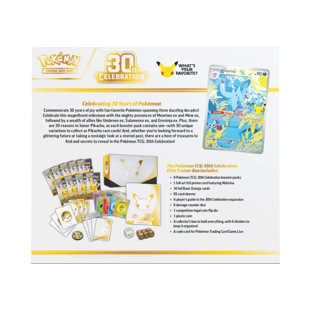 (PREVENTA) Pokémon TCG - 30th Celebration - Elite Trainer Box (LIMITADO A 1 - LEER DESCRIPCIÓN)
