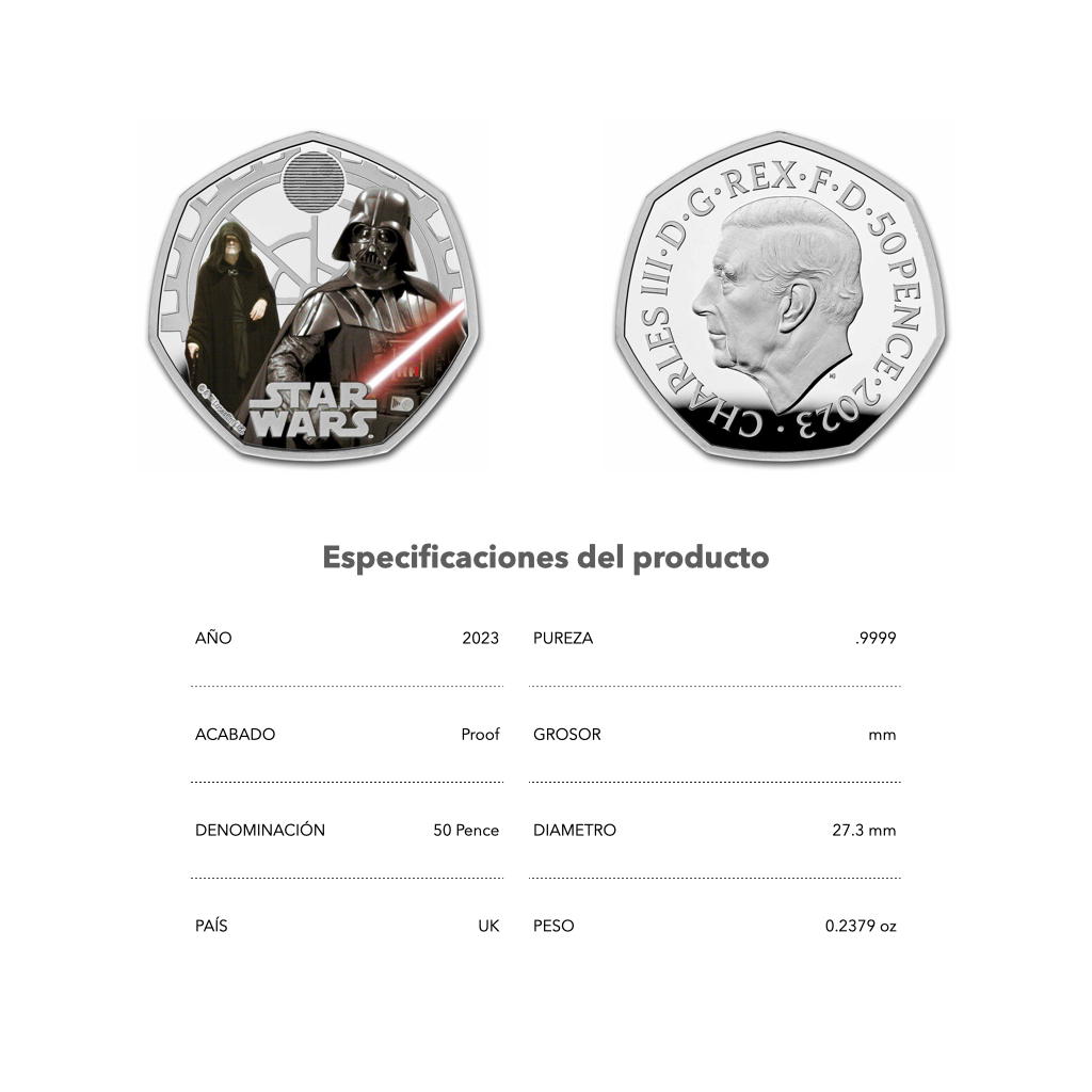 Star Wars: Darth Vader & Emperor Palpatin Silver Color - 2023 - Moneda conmemorativa