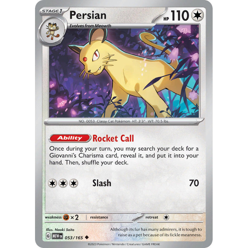 Pokémon Tcg: 151 - 053/165 - Persian