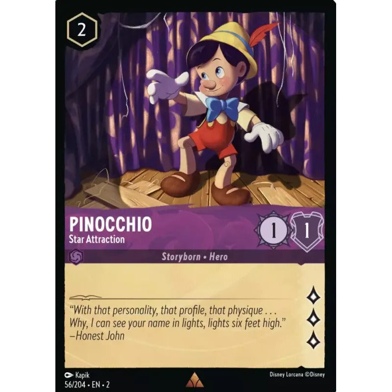 Lorcana: Rotf - 056/216 - Pinocchio - Star Attraction