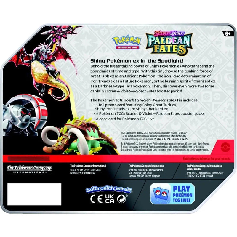 Paldean Fates - Tin Shiny Great Tusk Ex - Pokemon Tcg Inglés