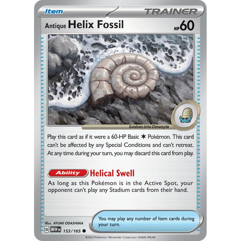 Pokémon Tcg: 151 - 153/165 - Antique Helix Fossil