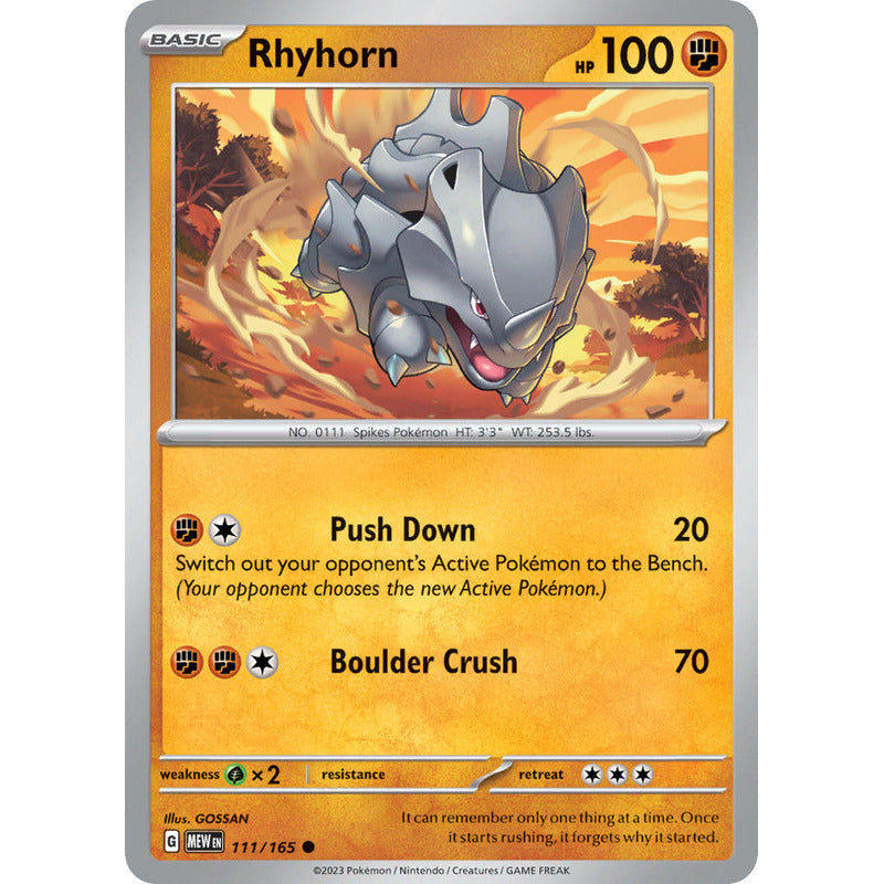 Pokémon Tcg: 151 - 111/165 - Rhyhorn