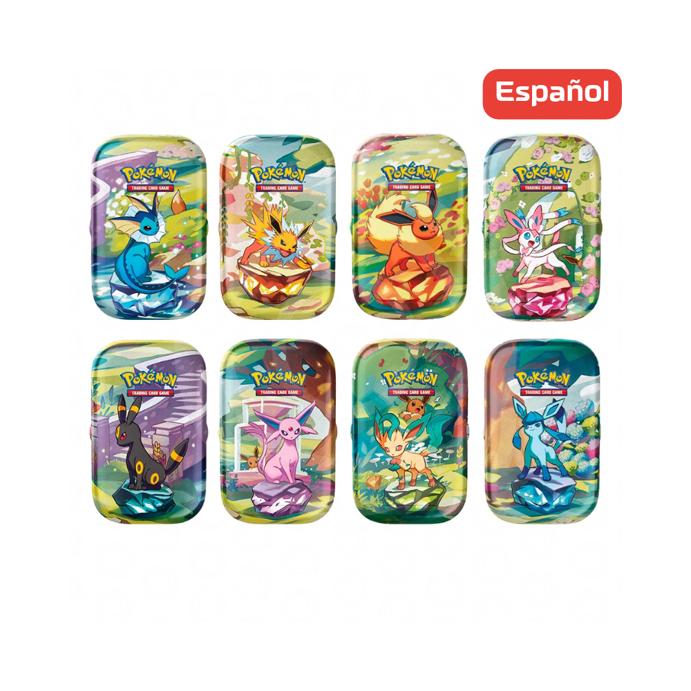 (PREVENTA) Pokémon TCG - Prismatic Evolutions - Mini Tin Display - Español (LEER DESCRIPCION)