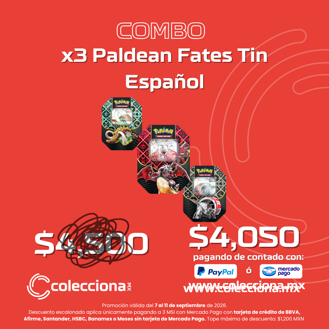 COMBO x3 Pokémon TCG - Paldean Fates - Tin - Español