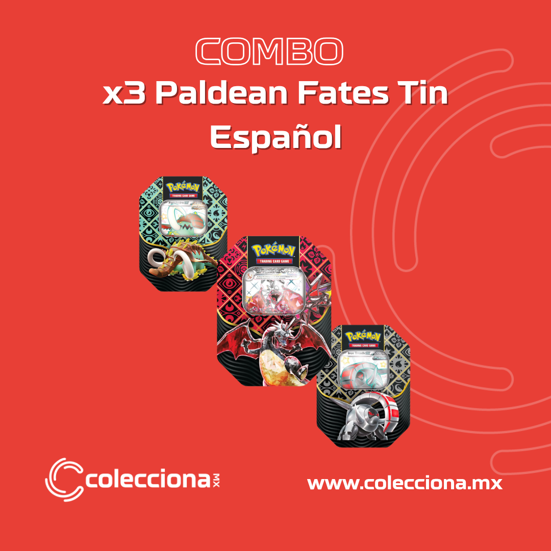 COMBO x3 Pokémon TCG - Paldean Fates - Tin - Español