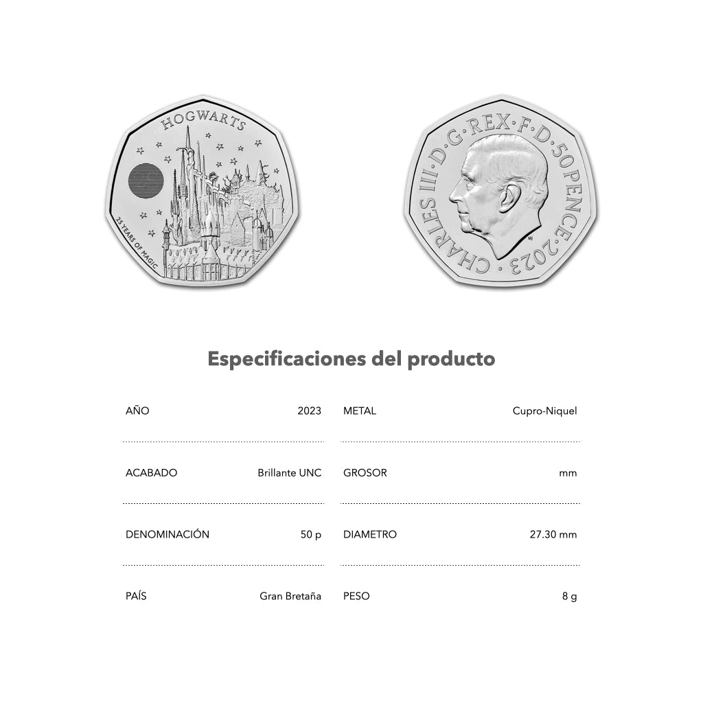 Castillo Hogwarts 50p (25 aniversario) 2023 - Moneda conmemorativa