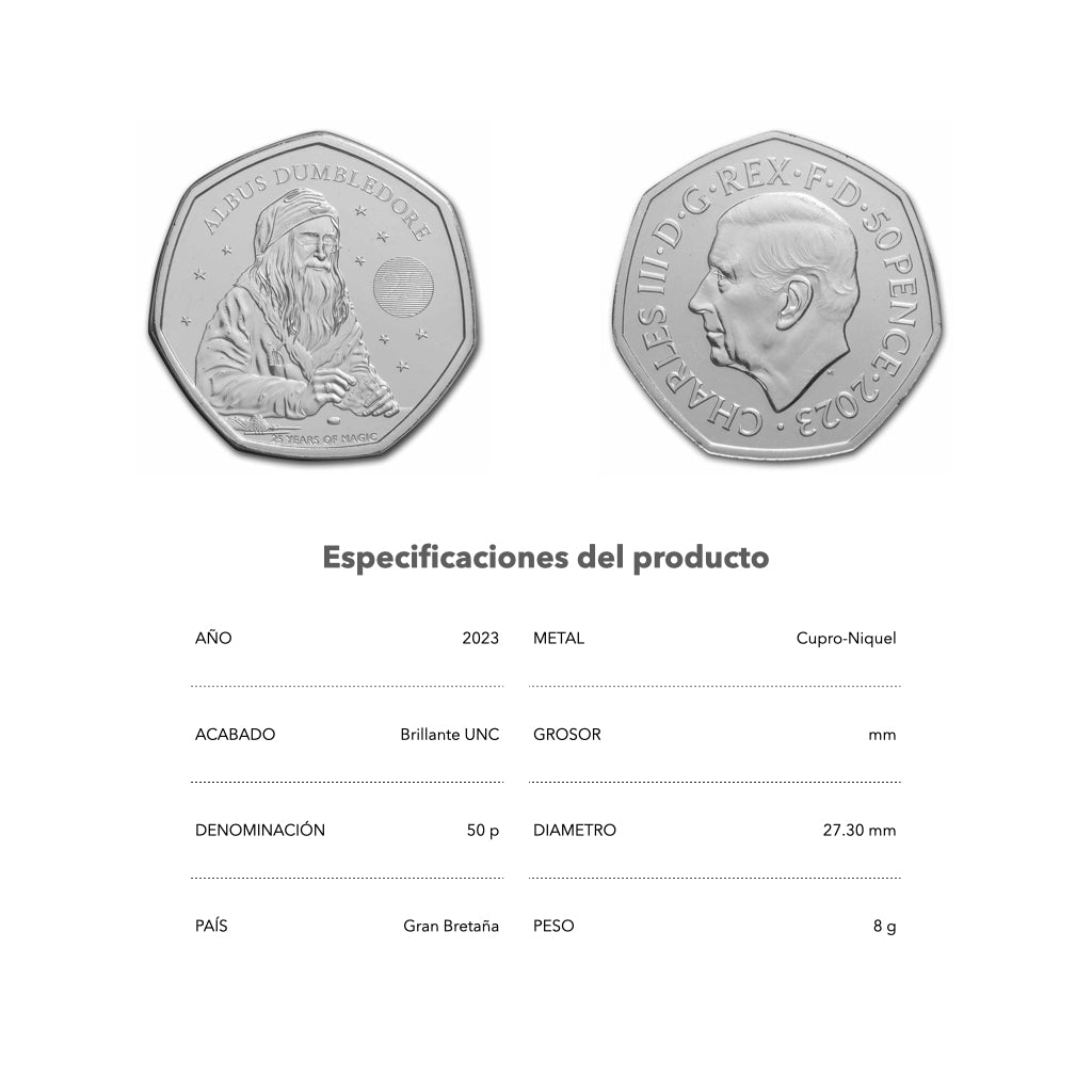 Dumbledore 50p (25 aniversario) 2023 - Moneda conmemorativa