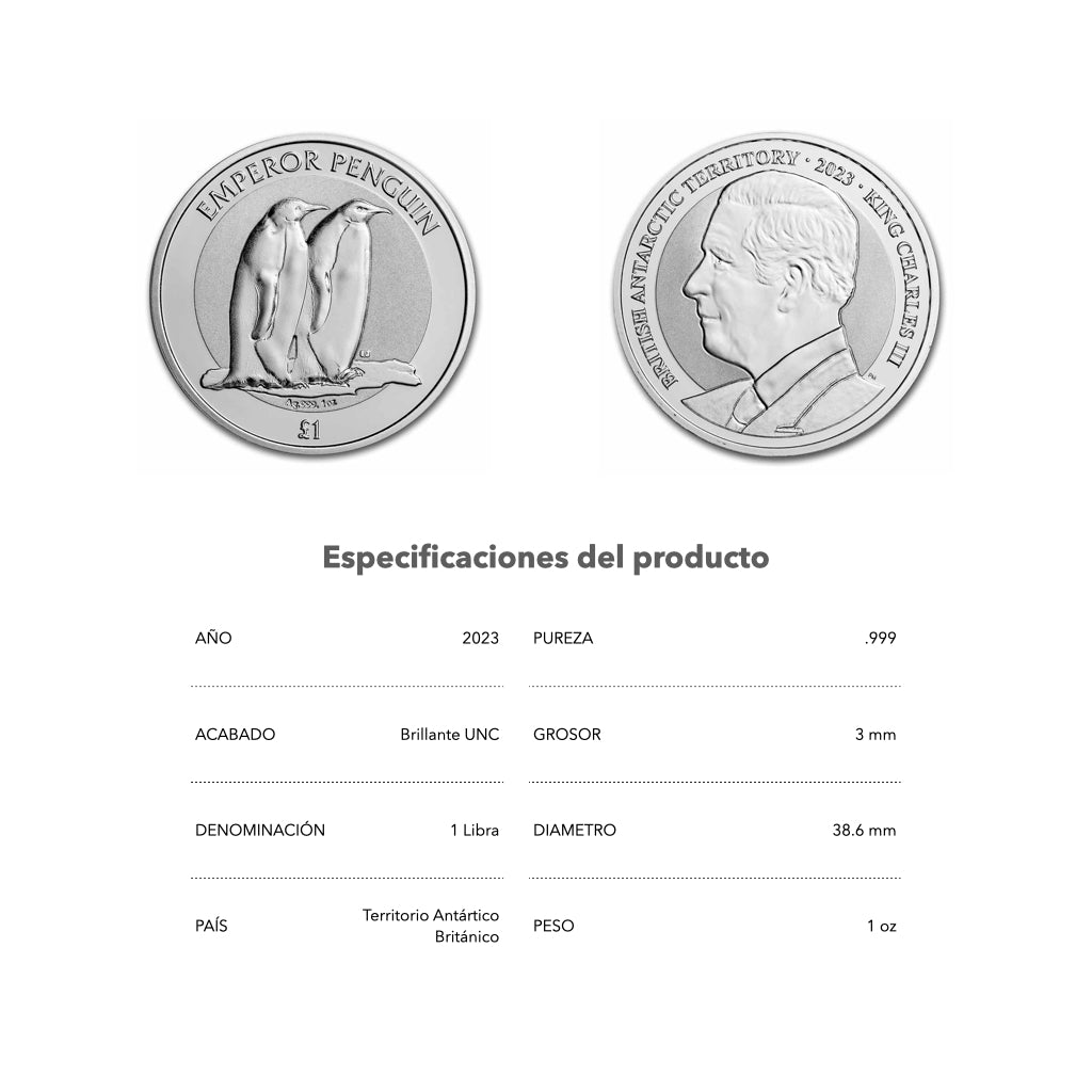 Pinguino emperador - 2023 - Territorio Antartico Britanico - Moneda de Plata