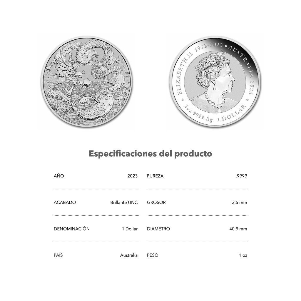 Dragon & Koi - 2023 - Moneda de plata