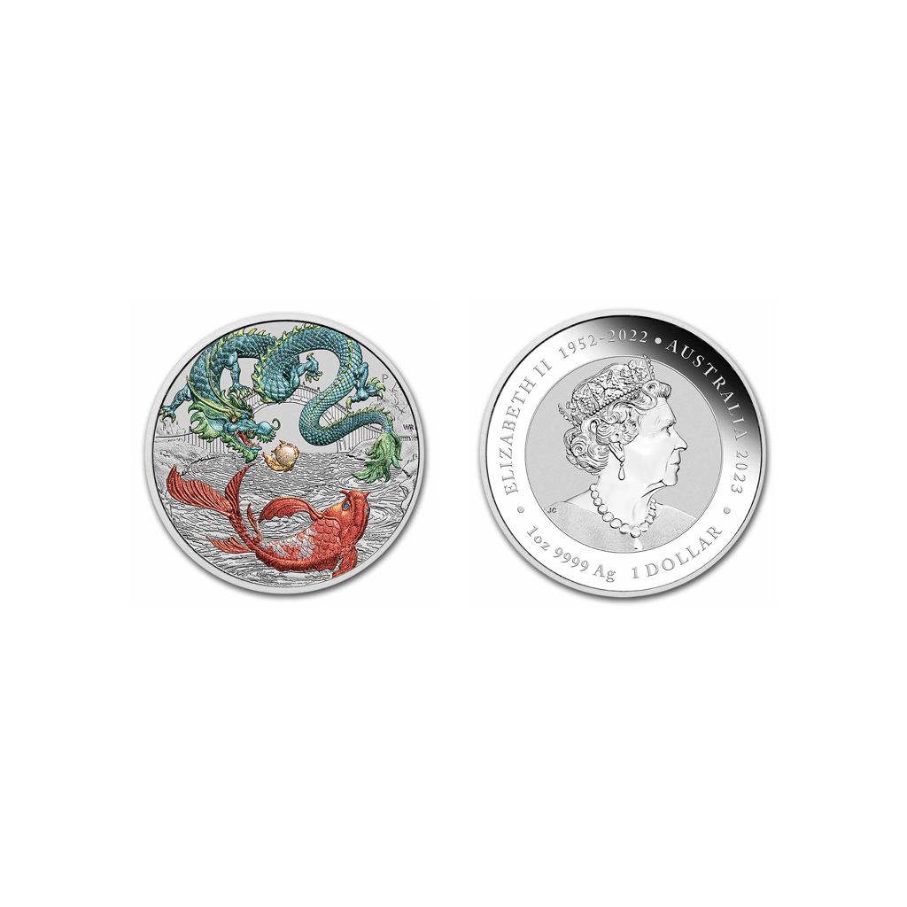 Dragon & Koi: Colorizado - 2023 - Moneda de plata