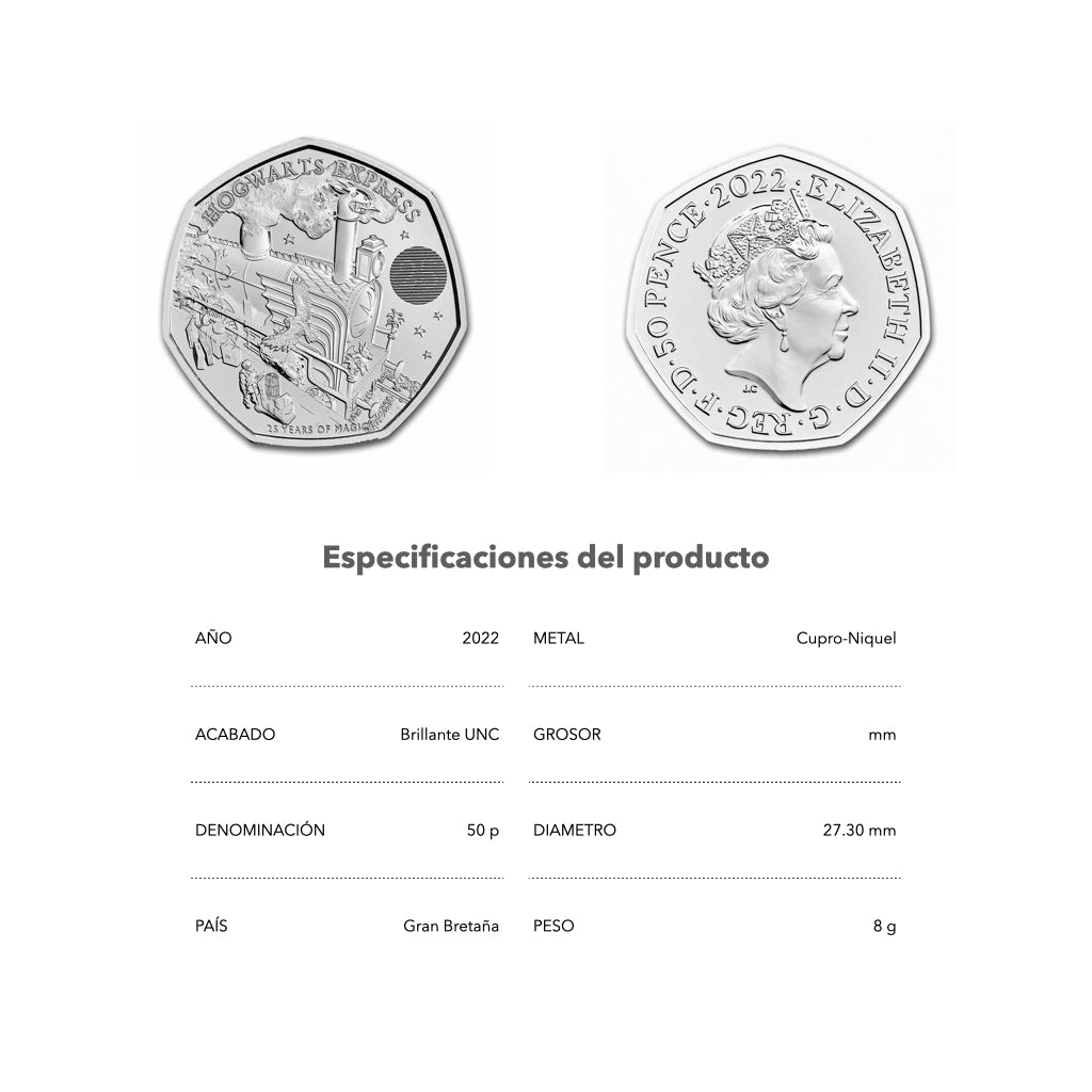 Hogwarts Express 50p 25 aniversario 2022 - Moneda conmemorativa