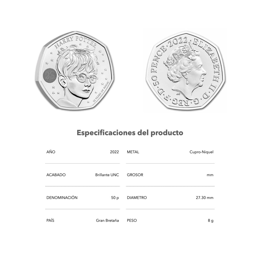 Harry Potter 50p 25 aniversario 2022 - Moneda conmemorativa