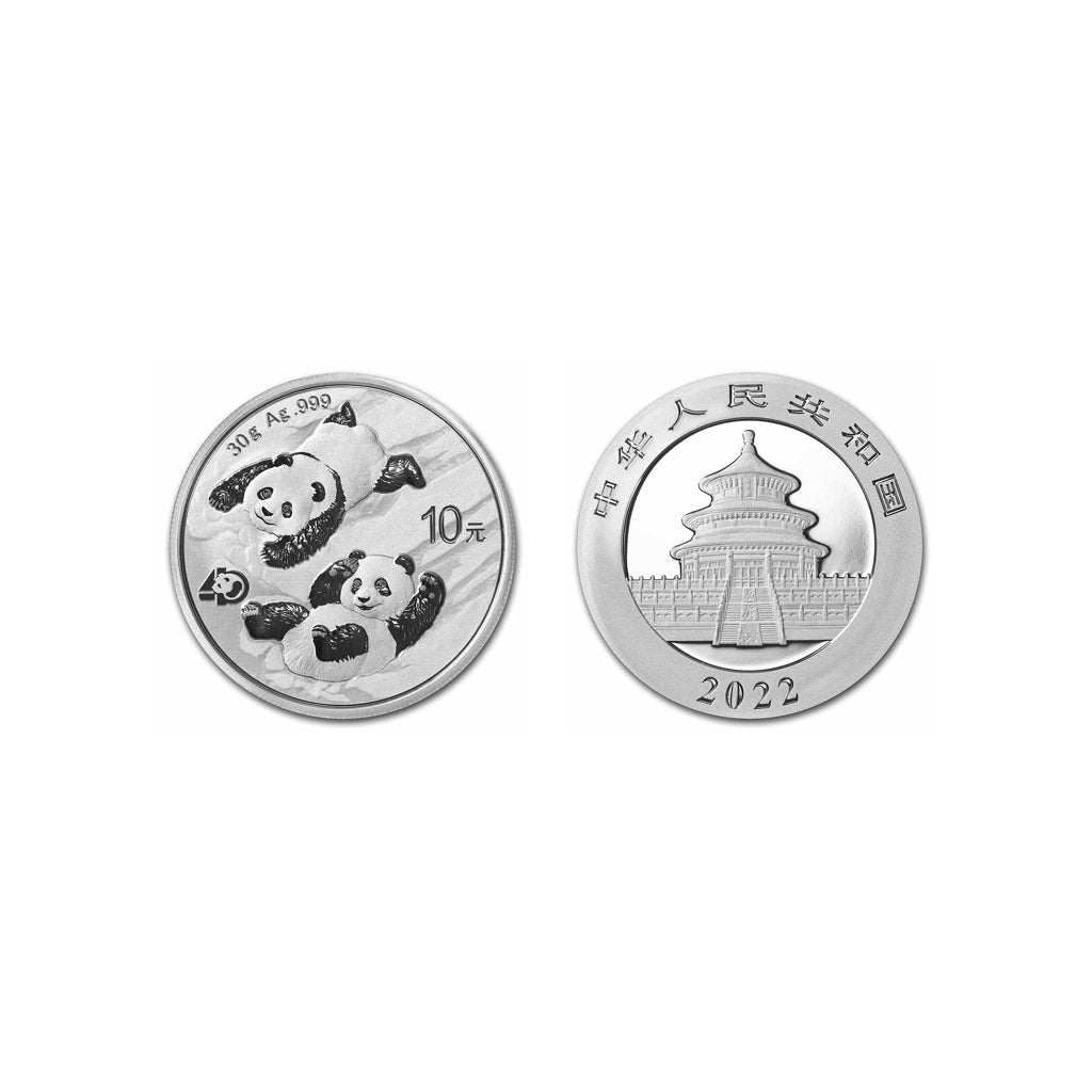 Panda - 2022 - China - Moneda de plata - 40 aniversario